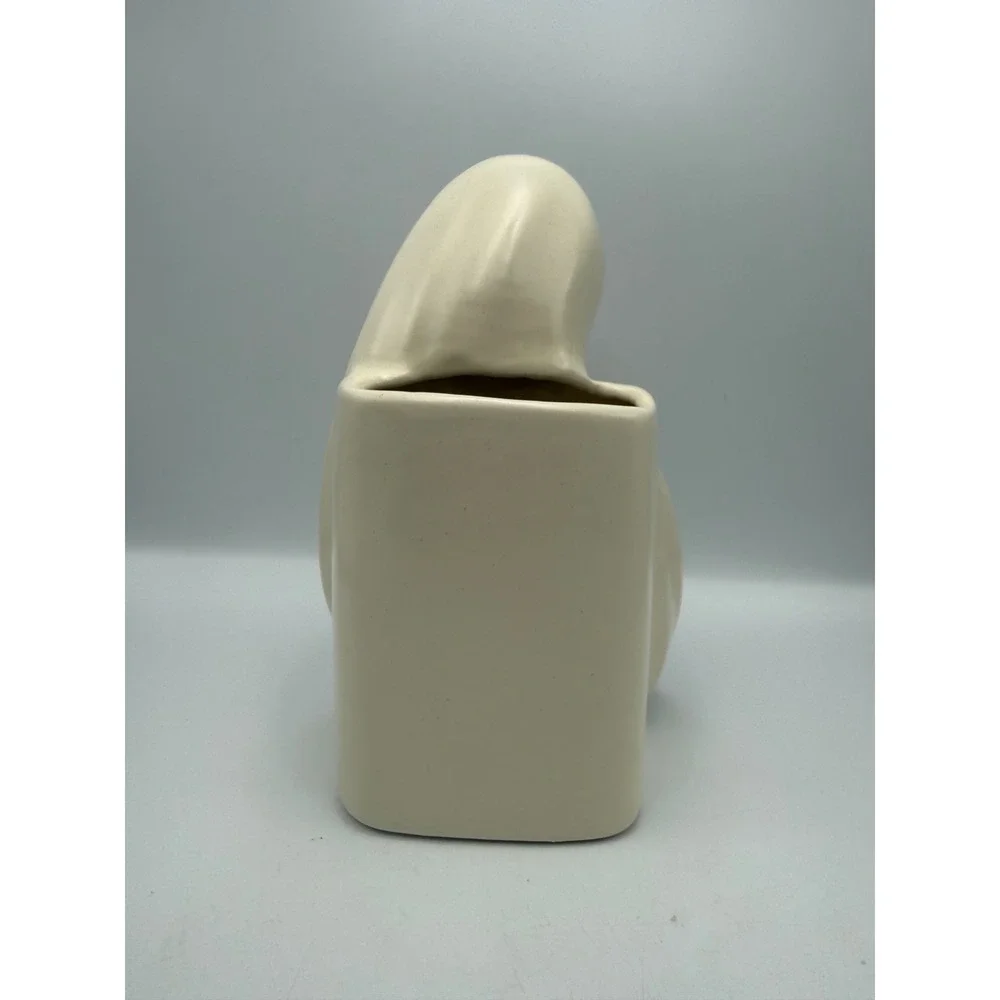 Vintage Ceramic Virgin Mary Planter Madonna Bust Religious Cream Off White 7in